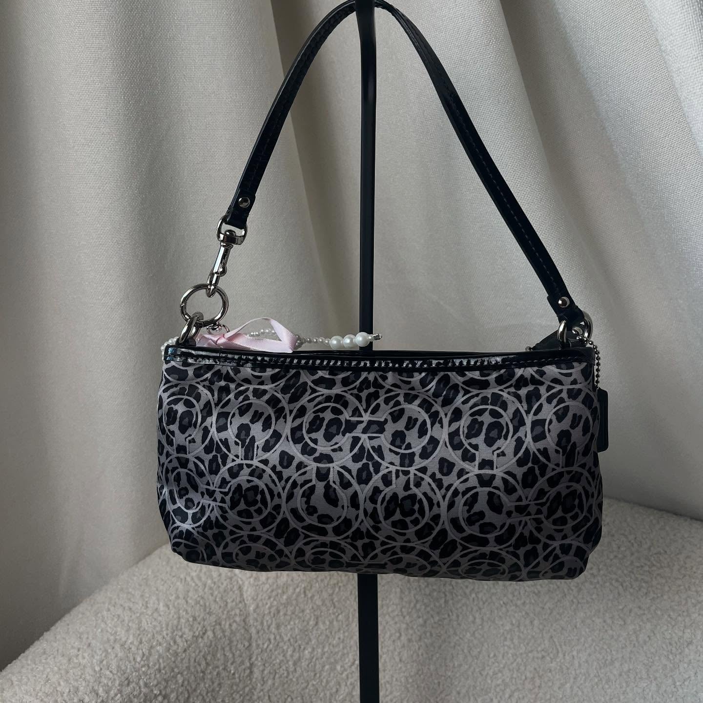 Coach Satin Gray Leopard Mini Bag
