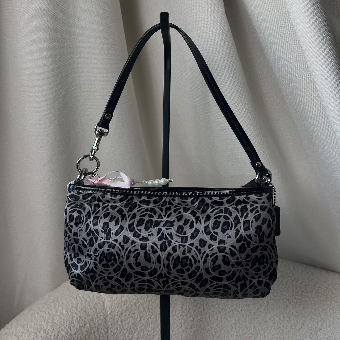 Coach Satin Gray Leopard Mini Bag