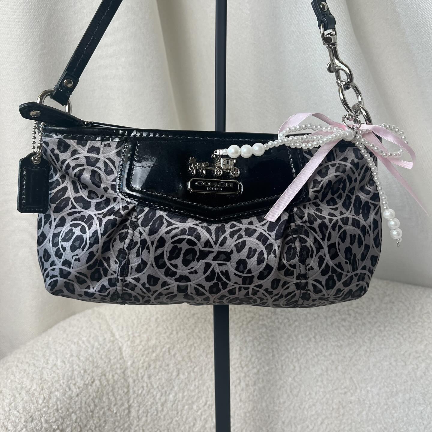Coach Satin Gray Leopard Mini Bag