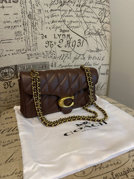 Coach Pillow Tabby With Quilting Shoulder Bag 26 Brown & Brass