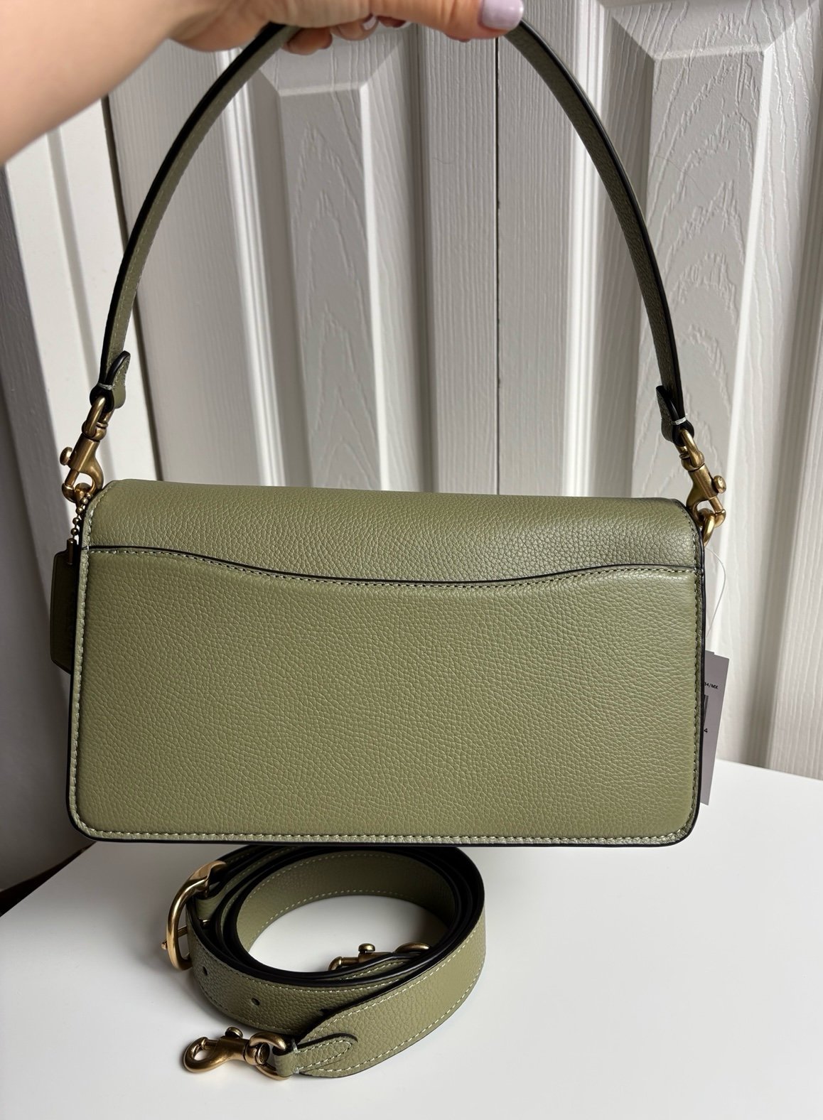 NWT Coach Polished Pebble Leather Tabby Shoulder Bag Moss