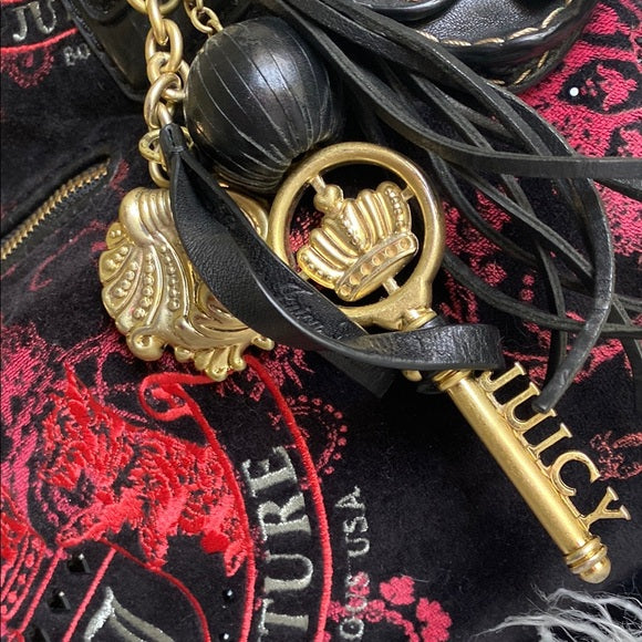 RARE Y2K Juicy Couture Black and Red Velvet Scottie Dog Bag