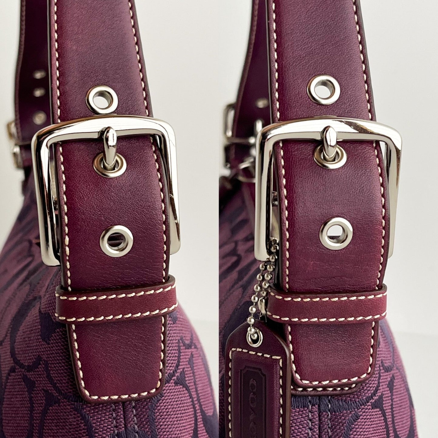 Vintage Coach East West Demi Baguette Bag 6371 Purple handbag Purse Canvas Y2K