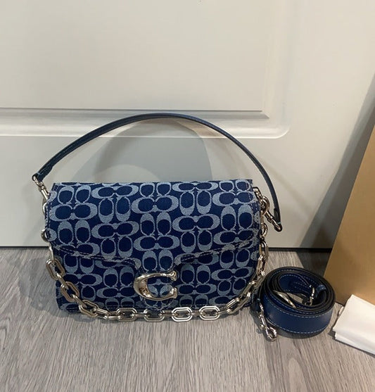 CHAIN TABBY CHAIN SHOULDER BAG IN SIGNATURE DENIM