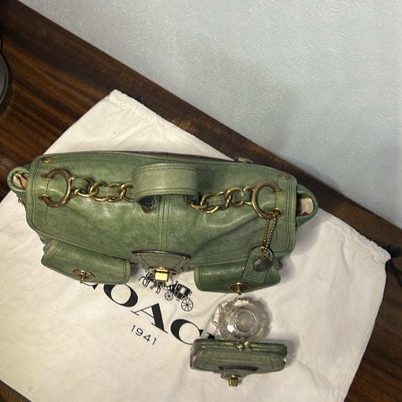 Vintage Coach Legacy Juniper Green Leigh Satchel & French Frame Wallet Set