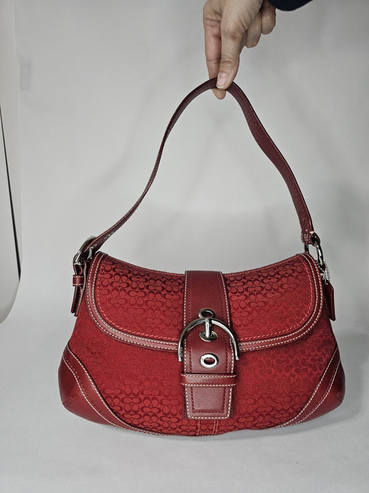 Y2k Coach Large Red Soho In Signature C Shoulder Bag