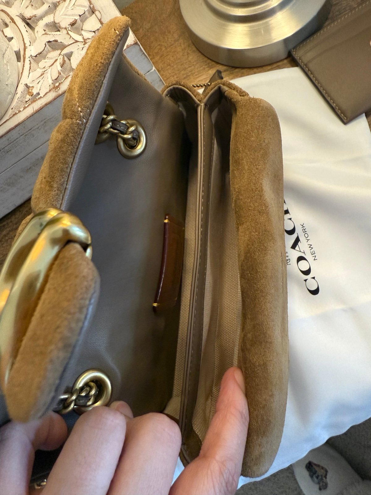 Coach Quilted Tabby 20 Suede Shoulder Bag