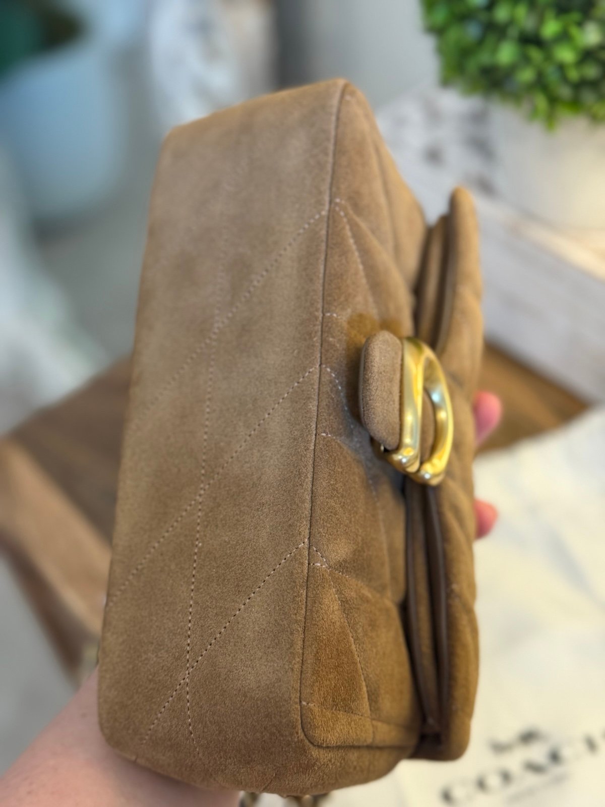 Coach Quilted Tabby 20 Suede Shoulder Bag