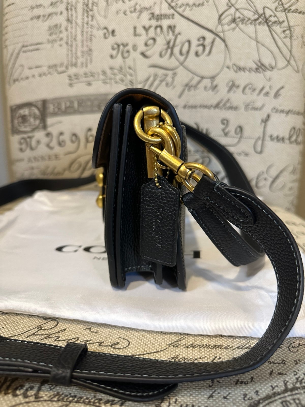 Coach Tabby Pebbled Leather Bag 26 Black & Brass