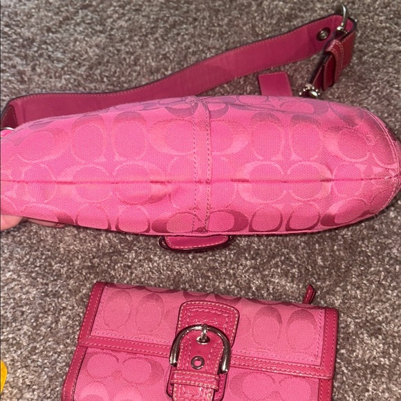 Pink Coach Soho with matching wallet