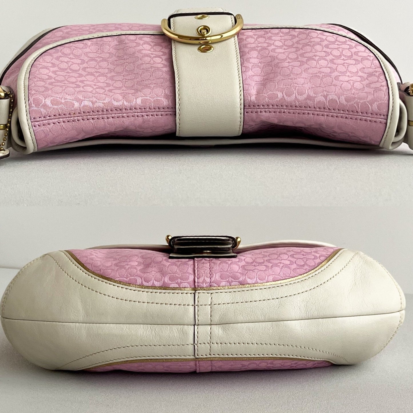 Vintage Coach Soho Hobo Shoulder Bag 1456 Pink Leather Jacquard Signature Y2K