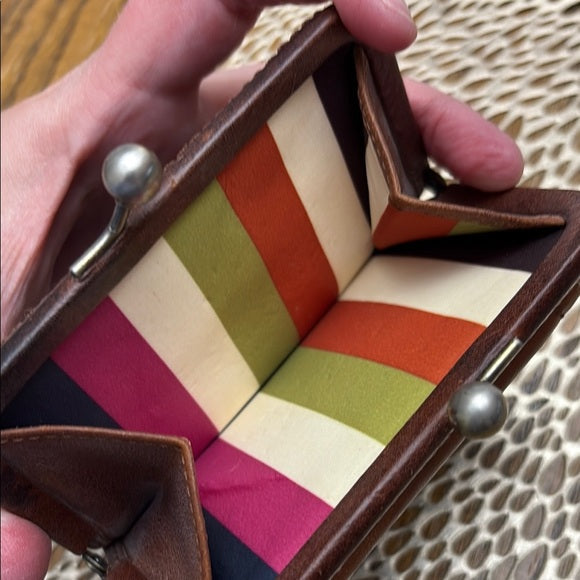Vintage Whiskey Leather Legacy Stripe Bag and Wallet Set