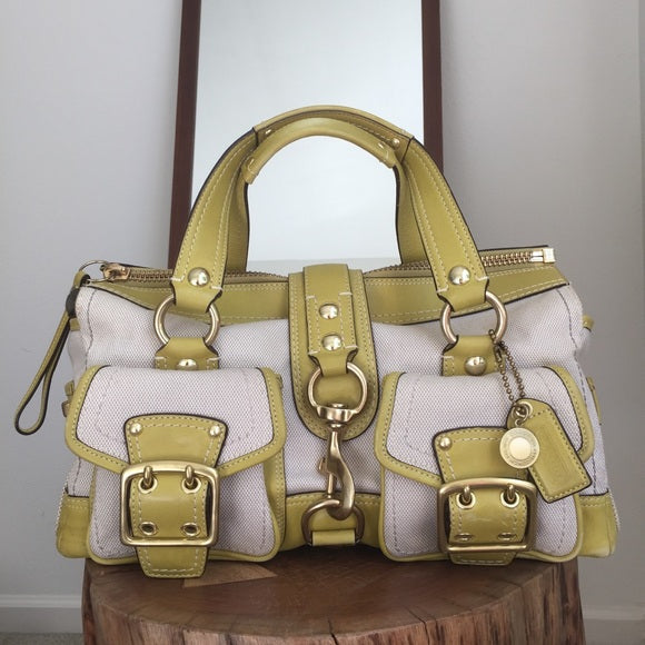 COACH Legacy RARE lime leather canvas purse