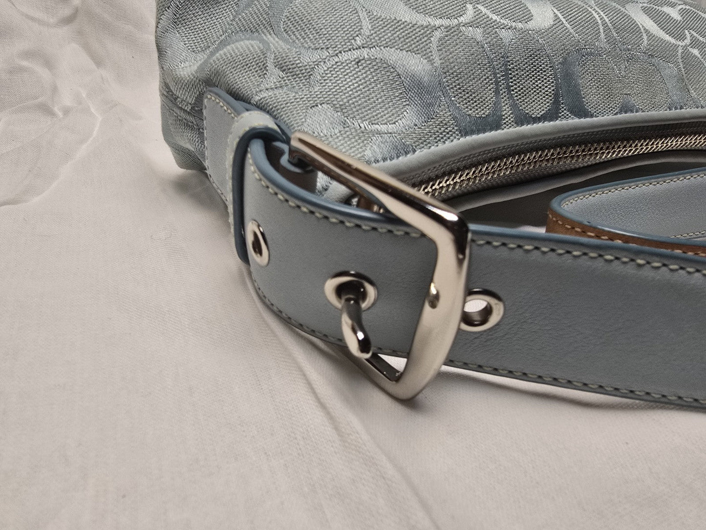 COACH Vintage Y2K 6371 East West Demi Baguette Canvas Blue Shoulder Bag
