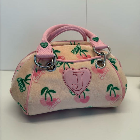 VTG Juicy Couture Cherry Zip Handbag - Pink Shoulder Purse