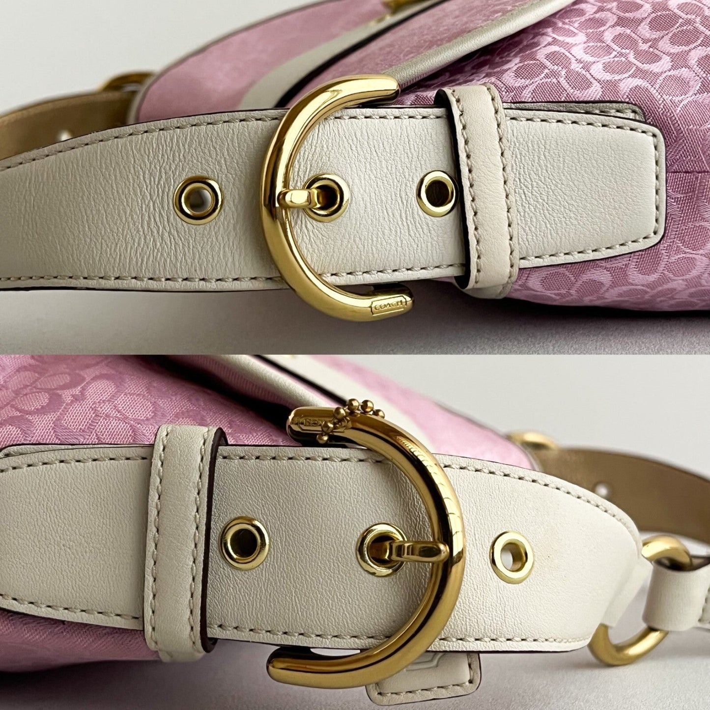 Vintage Coach Soho Hobo Shoulder Bag 1456 Pink Leather Jacquard Signature Y2K