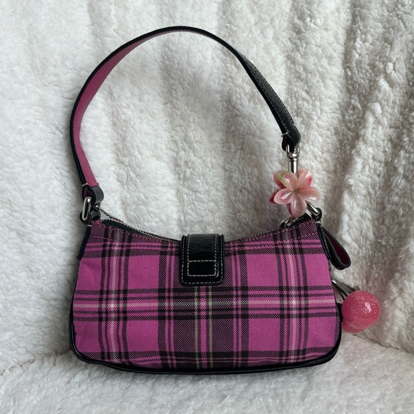 Y2K Coach Plaid Demi Buckle Mini Bag 🩷