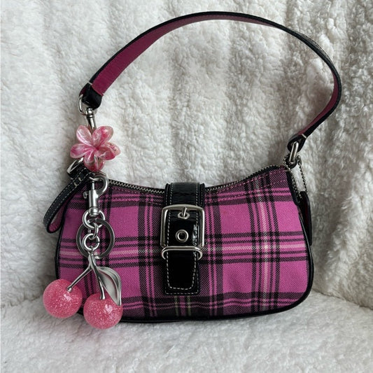 Y2K Coach Plaid Demi Buckle Mini Bag 🩷