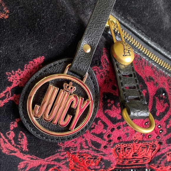 RARE Y2K Juicy Couture Black and Red Velvet Scottie Dog Bag