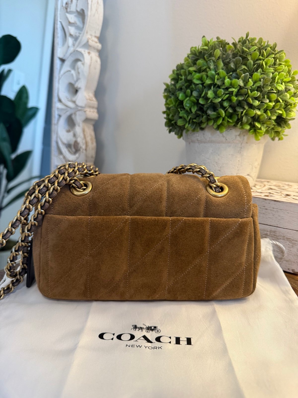 Coach Quilted Tabby 20 Suede Shoulder Bag