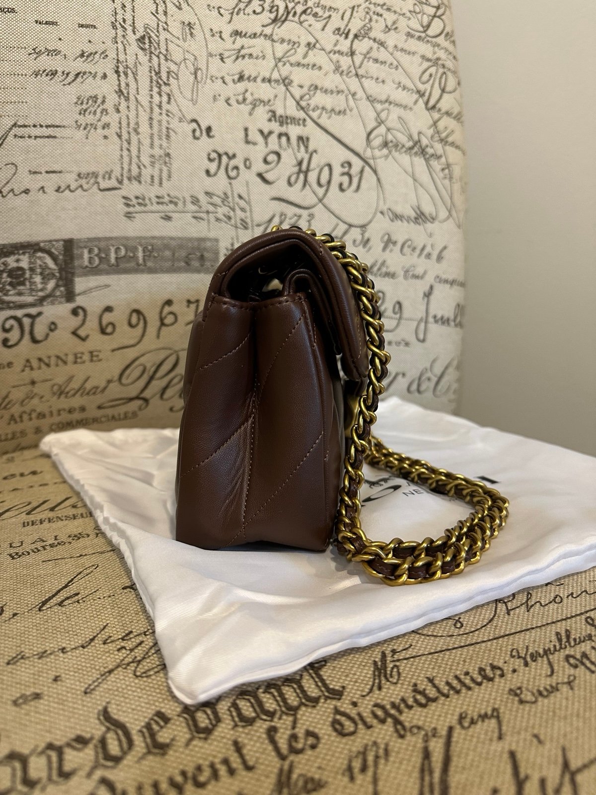 Coach Pillow Tabby With Quilting Shoulder Bag 26 Brown & Brass