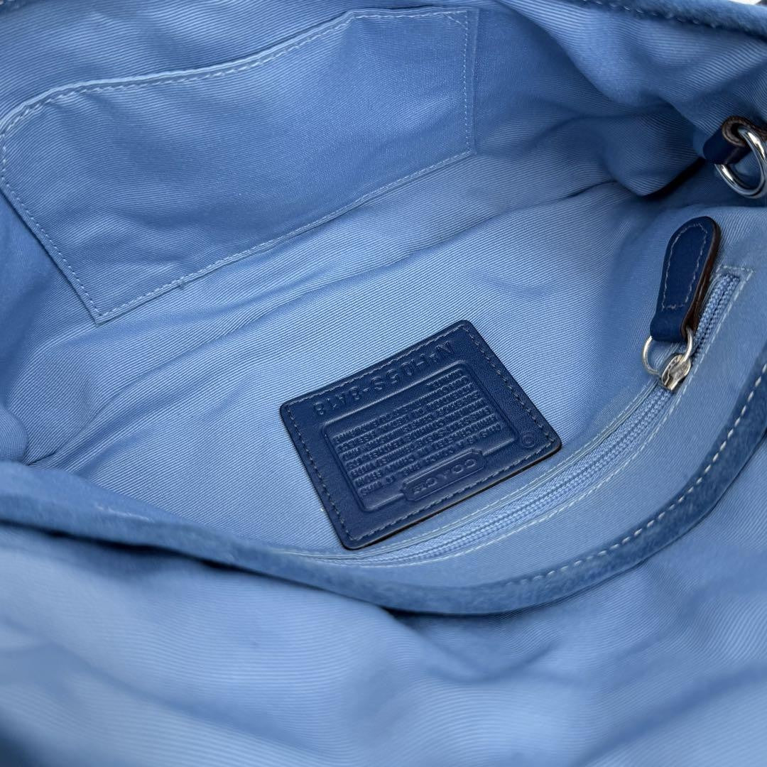 Coach Soho Demi Flap Suede Shoulder Bag blue suede E62