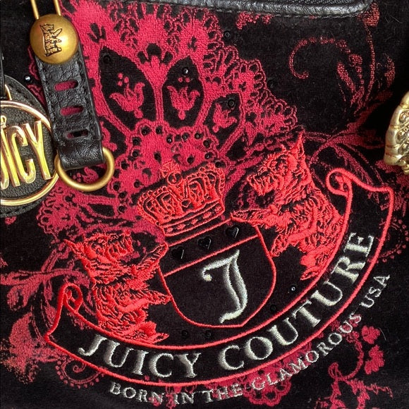 RARE Y2K Juicy Couture Black and Red Velvet Scottie Dog Bag