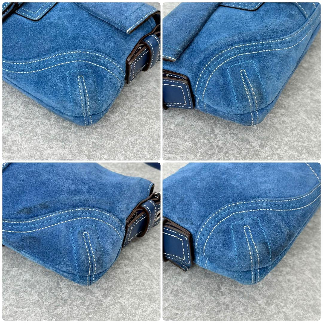Coach Soho Demi Flap Suede Shoulder Bag blue suede E62