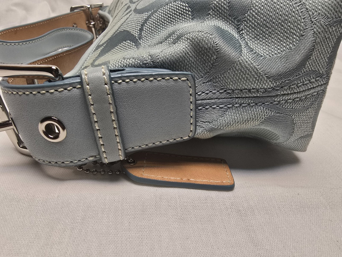 COACH Vintage Y2K 6371 East West Demi Baguette Canvas Blue Shoulder Bag