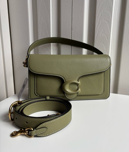 NWT Coach Polished Pebble Leather Tabby Shoulder Bag Moss