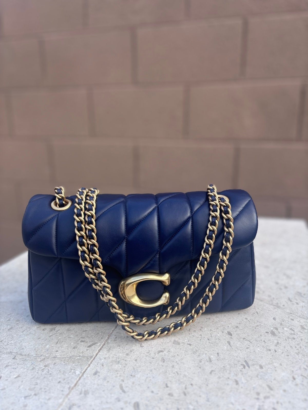 Coach navy quilted tabby bag 26