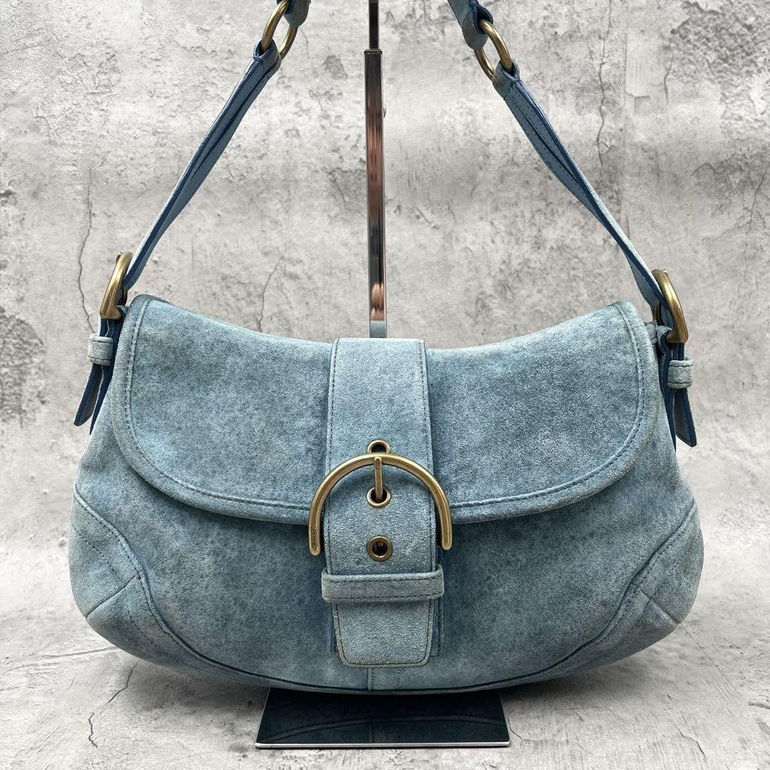 Coach Vintage  Soho Shoulder Bag Suede Leather Jean blue 9253 Used Women