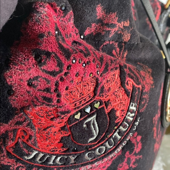 RARE Y2K Juicy Couture Black and Red Velvet Scottie Dog Bag