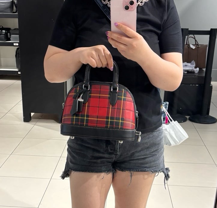 NWT Coach Revel Bag 24 With Plaid Print