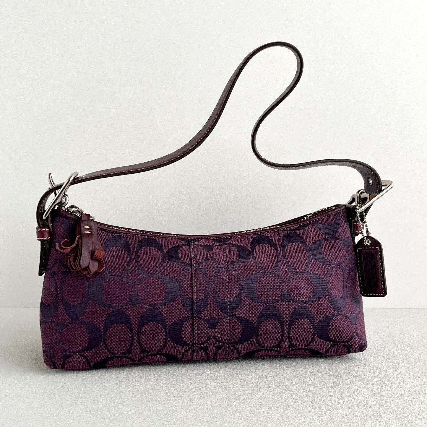 Vintage Coach East West Demi Baguette Bag 6371 Purple handbag Purse Canvas Y2K