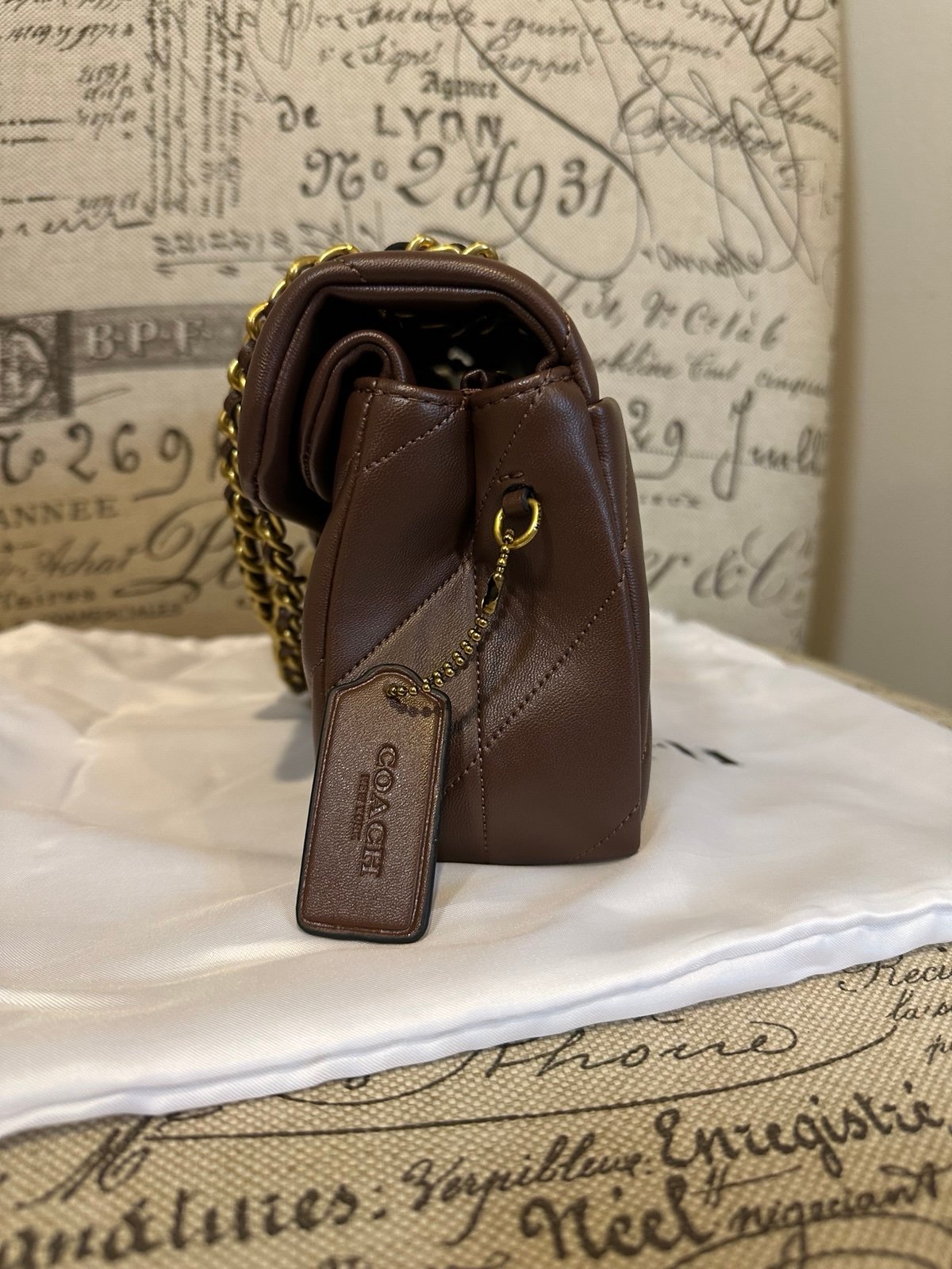Coach Pillow Tabby With Quilting Shoulder Bag 26 Brown & Brass