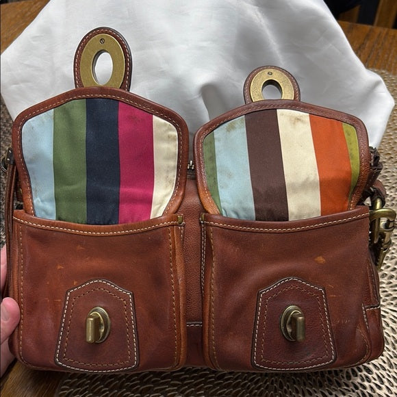 Vintage Whiskey Leather Legacy Stripe Bag and Wallet Set