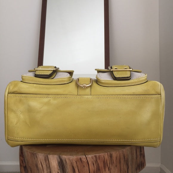 COACH Legacy RARE lime leather canvas purse