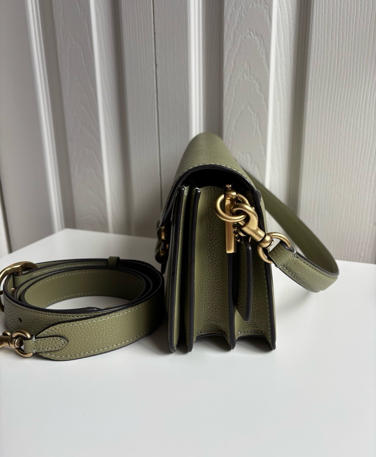 NWT Coach Polished Pebble Leather Tabby Shoulder Bag Moss
