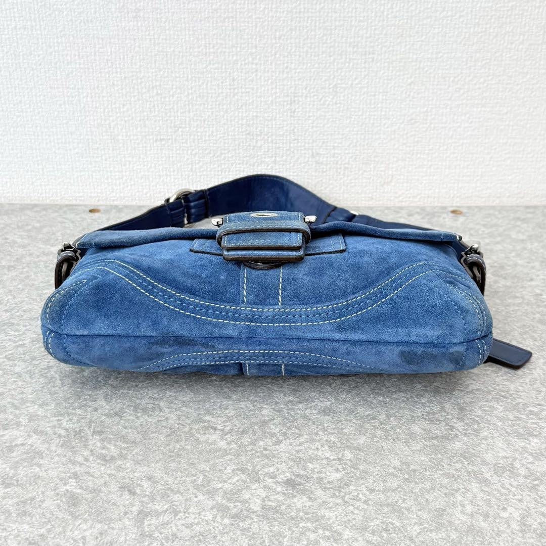 Coach Soho Demi Flap Suede Shoulder Bag blue suede E62