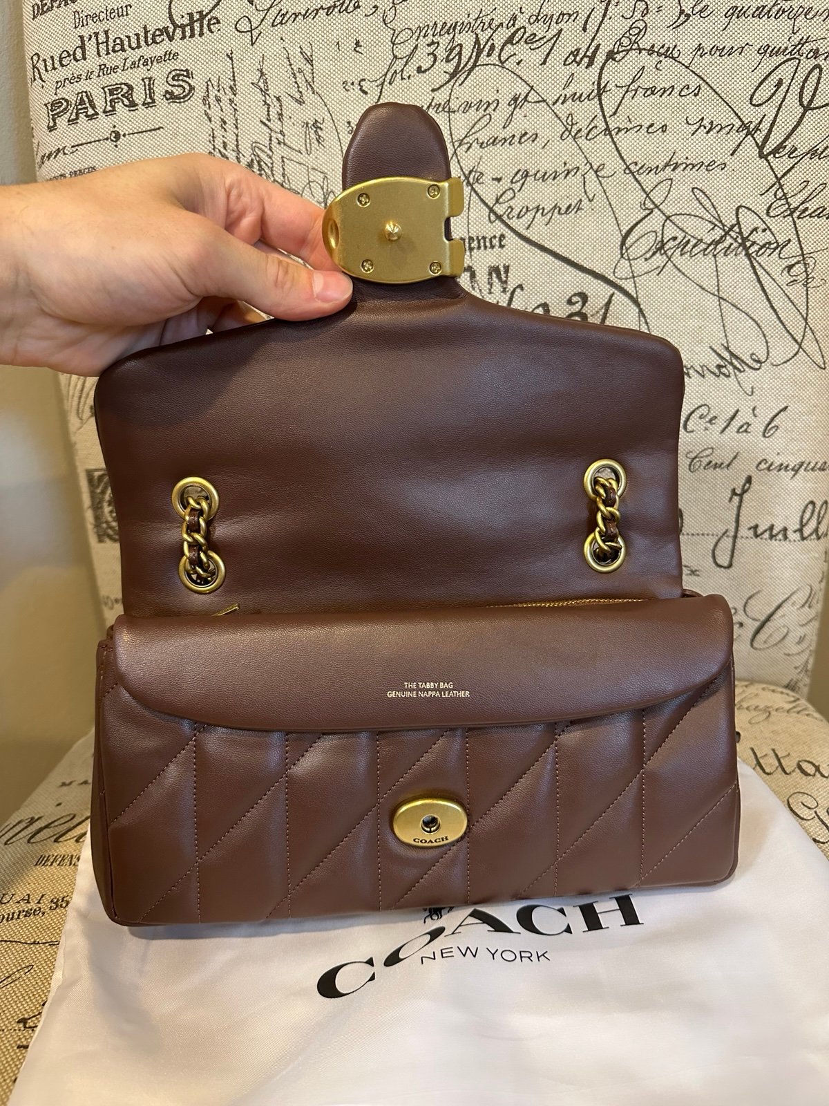 Coach Pillow Tabby With Quilting Shoulder Bag 26 Brown & Brass