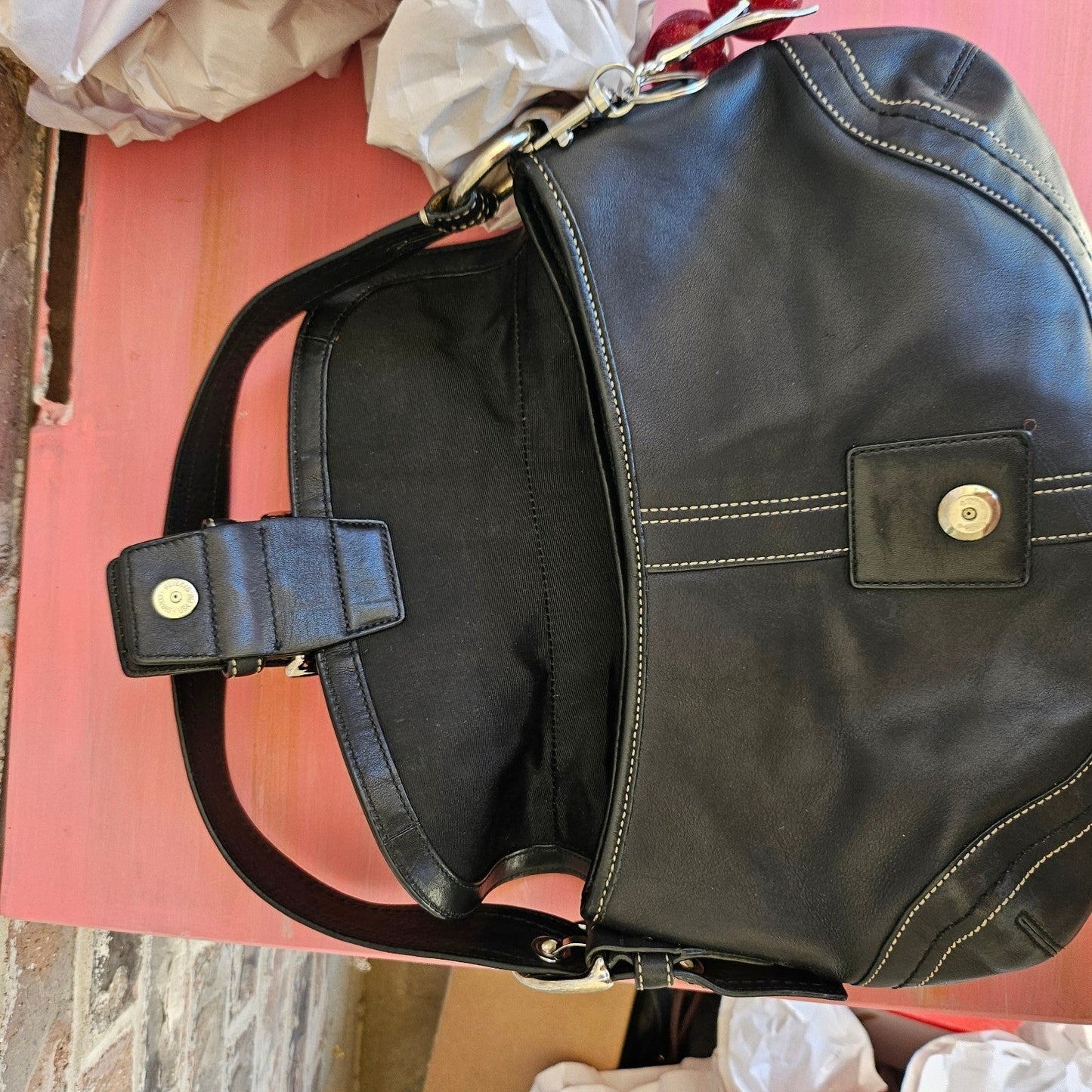 Coach F10910 Soho Y2K Black Leather Shoulder Bag