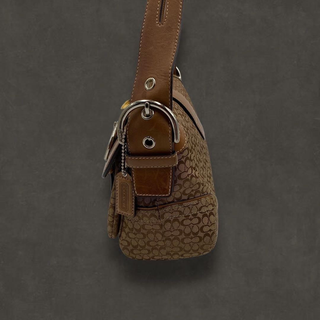 coach signature Flap Soho Shoulder bag beige brown 624
