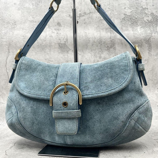 Coach Vintage  Soho Shoulder Bag Suede Leather Jean blue 9253 Used Women