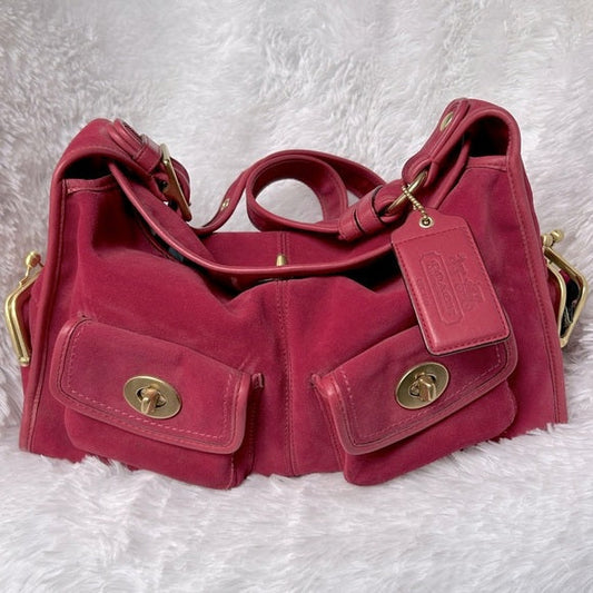 Rare Limited Edition Archive Coach Bleeker Haversack 12797 in Suede Pink!