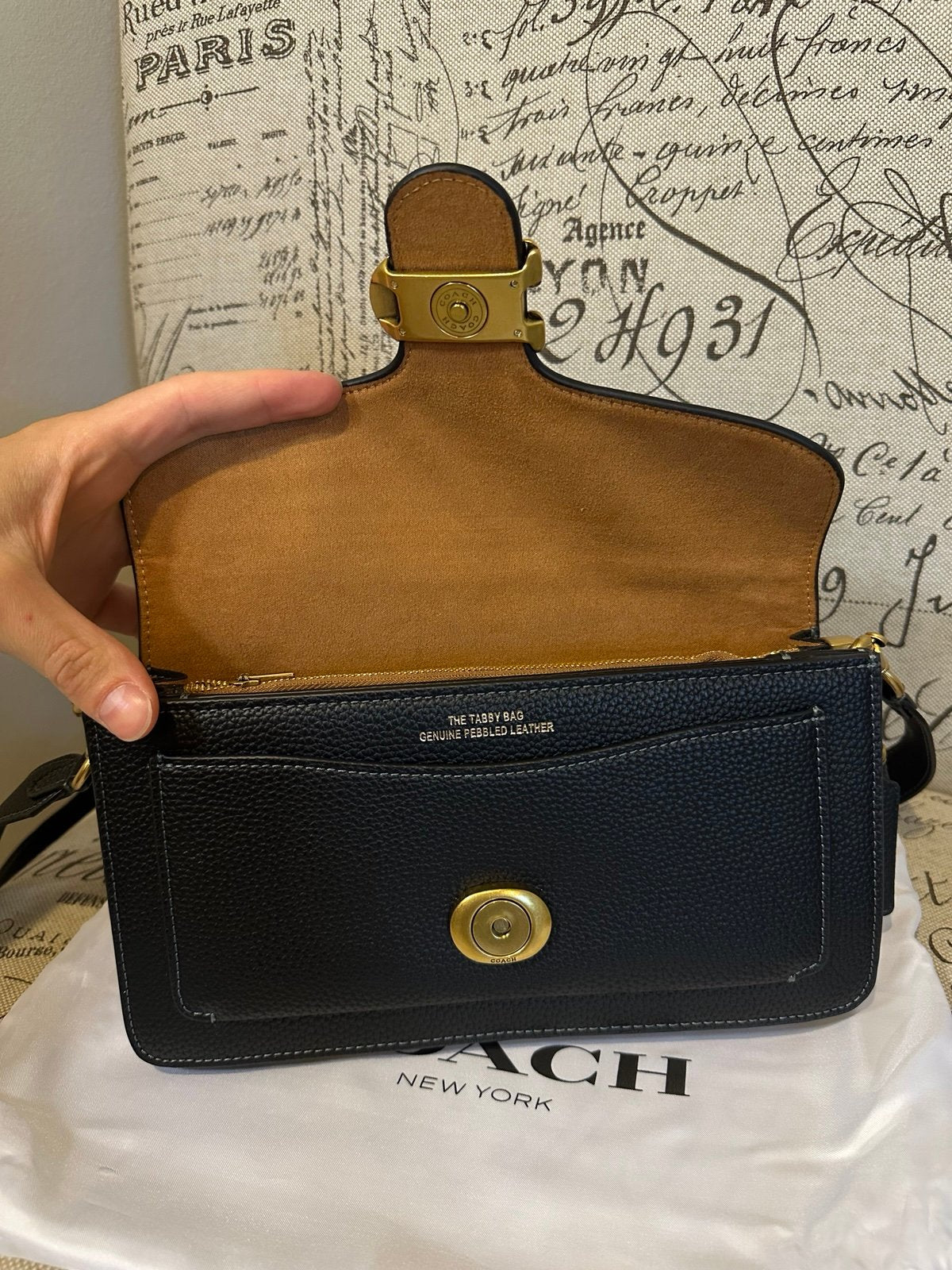 Coach Tabby Pebbled Leather Bag 26 Black & Brass