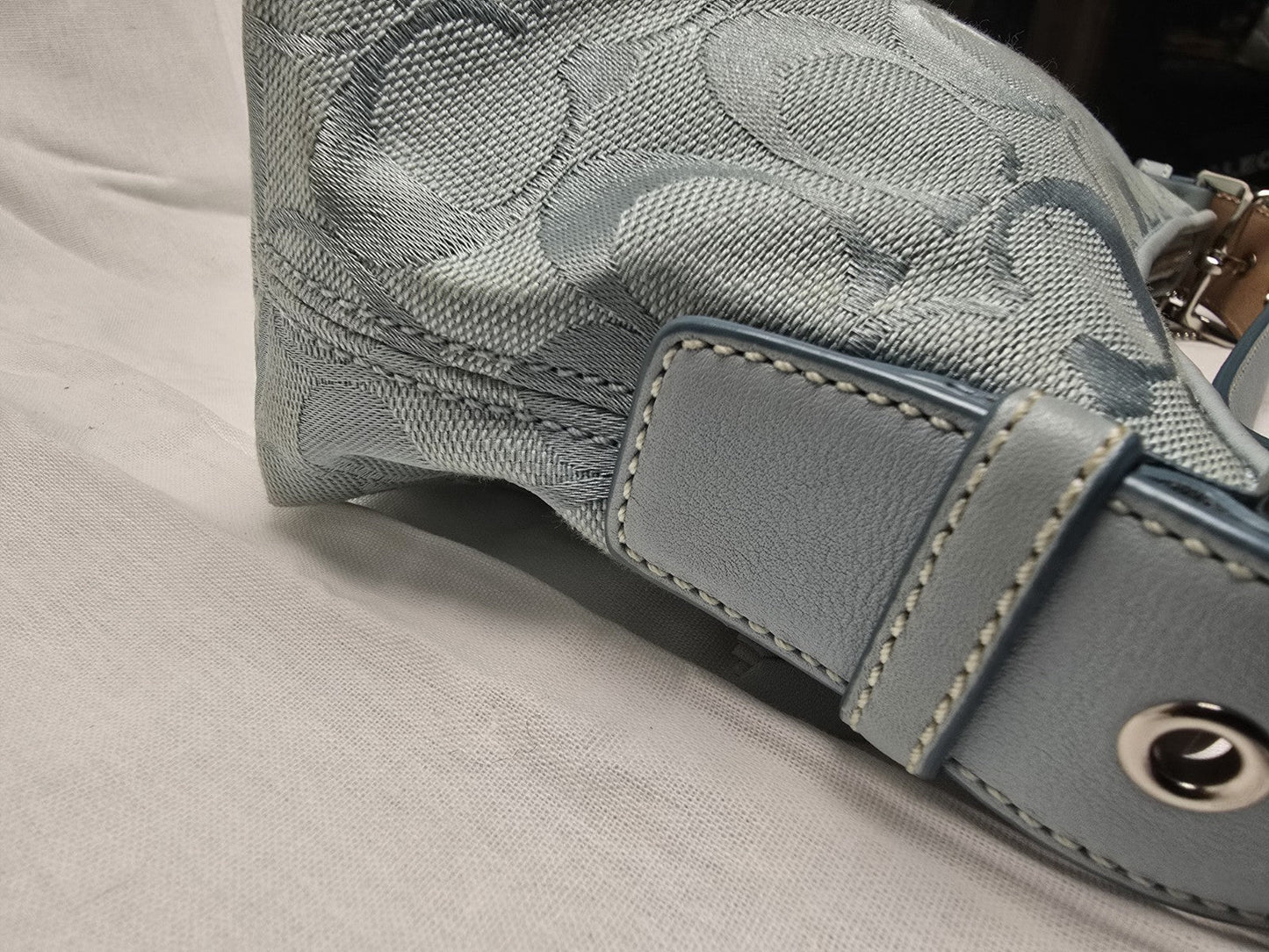 COACH Vintage Y2K 6371 East West Demi Baguette Canvas Blue Shoulder Bag
