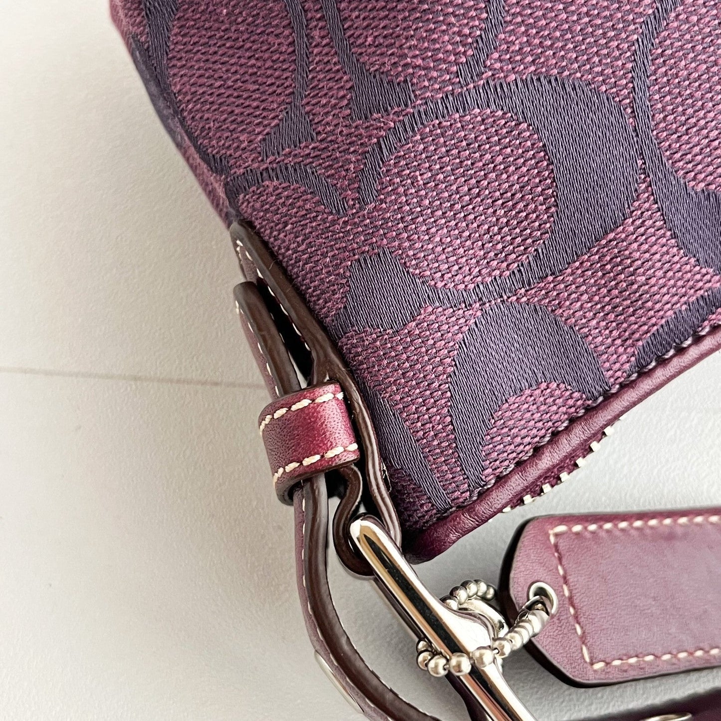 Vintage Coach East West Demi Baguette Bag 6371 Purple handbag Purse Canvas Y2K