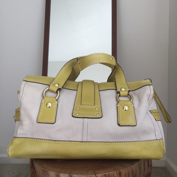 COACH Legacy RARE lime leather canvas purse