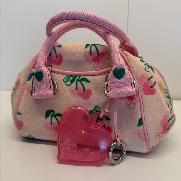 VTG Juicy Couture Cherry Zip Handbag - Pink Shoulder Purse